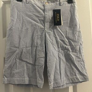 Polo by Ralph Lauren Blue and White Seersucker Shorts